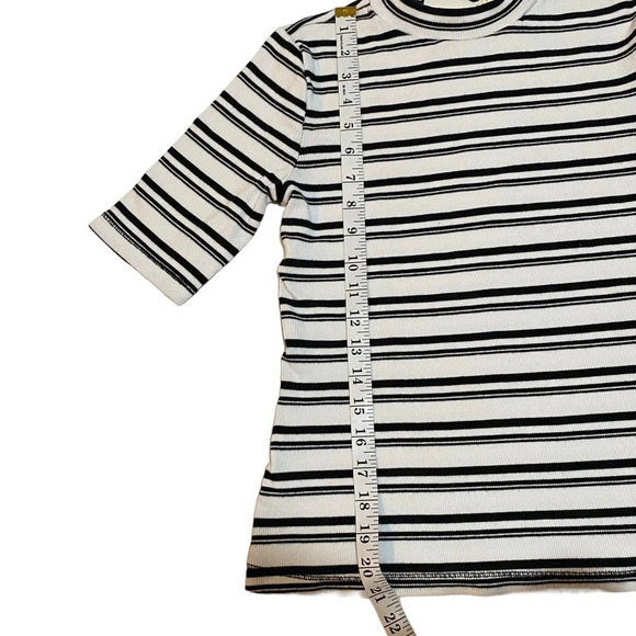 Maeve Anthropologie Mock Neck Ribbed Blouse Top Striped Printed Size XSmall - Picture 5 of 8